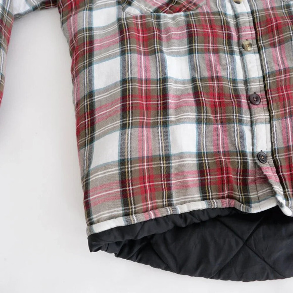 Vintage Dickies Red And Green Plaid Quilt Lined Outdoor Button Up Shacket Large - Picture 8 of 12